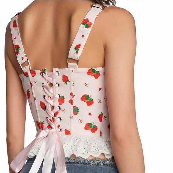 Dolls Kill X Strawberry Shortcake Meadow Greeting Corset Top New with Tags - Picture 4 of 4
